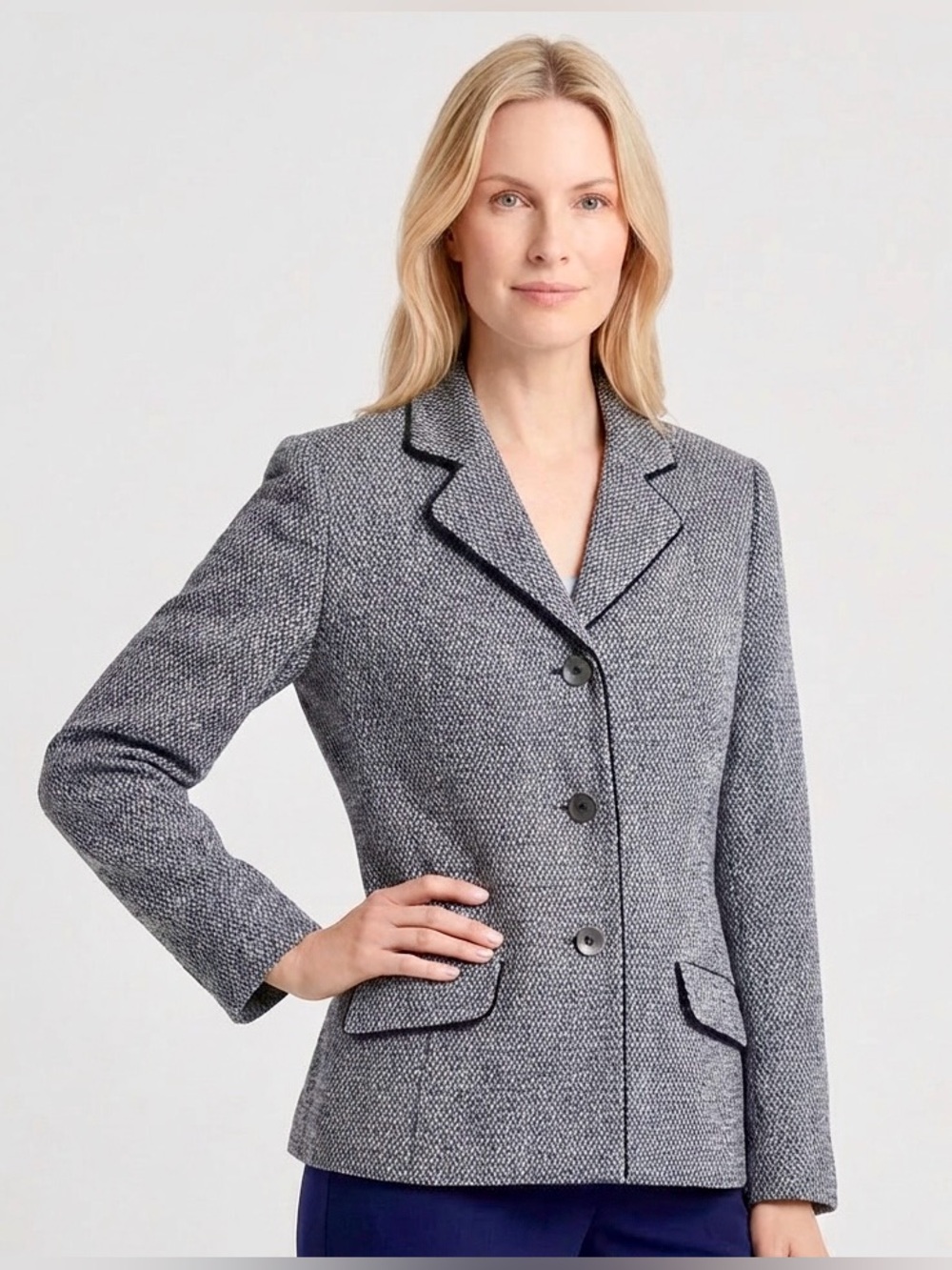 LE SUIT 3 Button Size 16 Grey Suit Jacket Women’s Double Breasted Pockets Lined